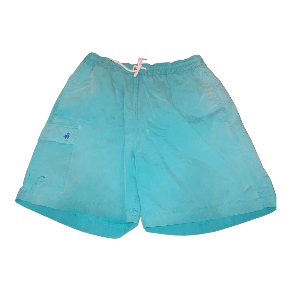 Brooks Brothers 346 Men's‎ Swim Trunks Blue Size M Lined Drawstring Pockets -B2